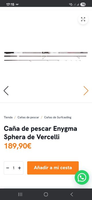 Cañas Vercelli Enygma Sphera Surfcasting