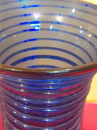 Jarrón azul cristal soplado