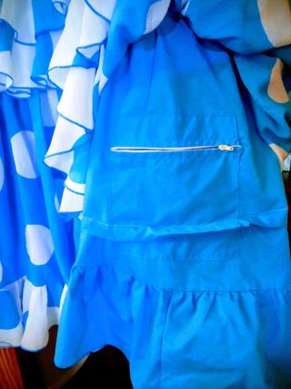 Traje gitana lunares azul blanco - Talla M