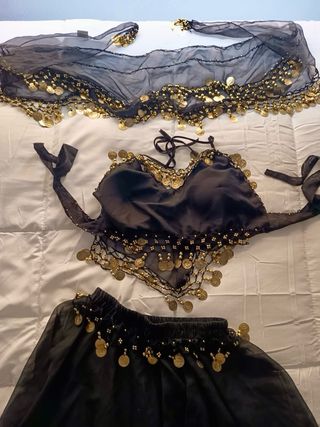 Vestido danza vientre negro - dorado