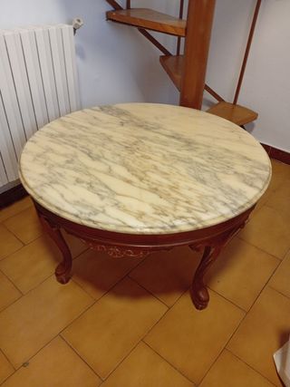 Mesa redonda mármol-madera