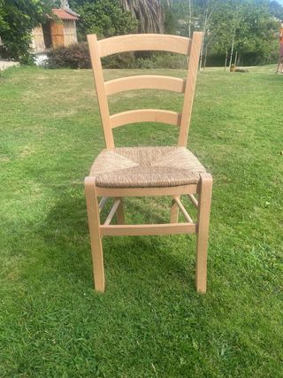 4 sillas rústicas madera y esparto