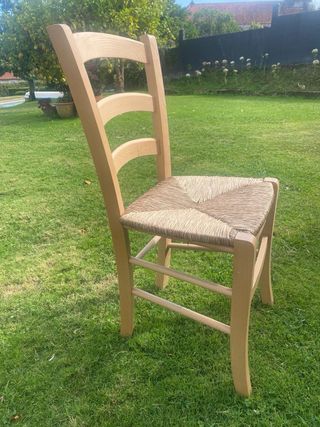 4 sillas rústicas madera y esparto