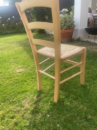4 sillas rústicas madera y esparto