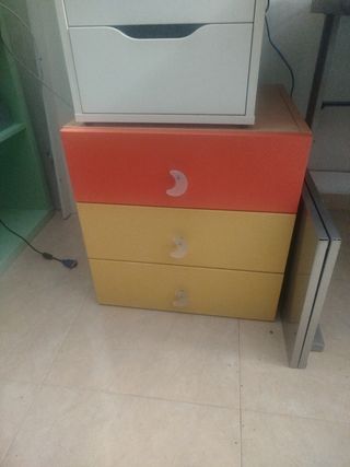 Cajonera infantil 3 cajones - naranja/amarillo