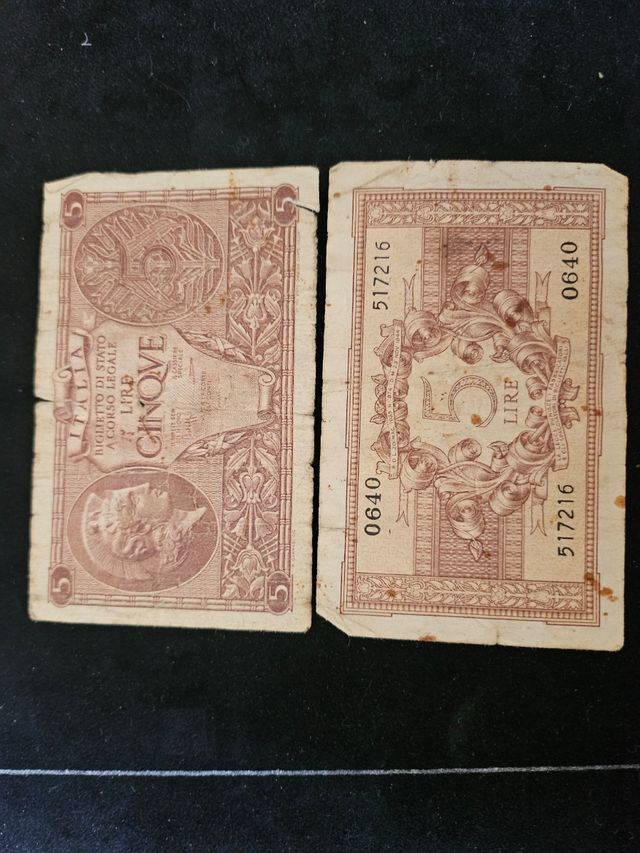 Banconota 5 Lire Italia - Antica