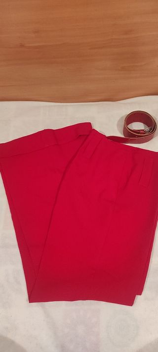 3 pantalones vestir mujer - rojos y granate