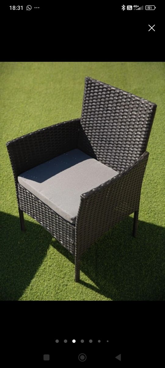 Conjunto jardín mimbre negro