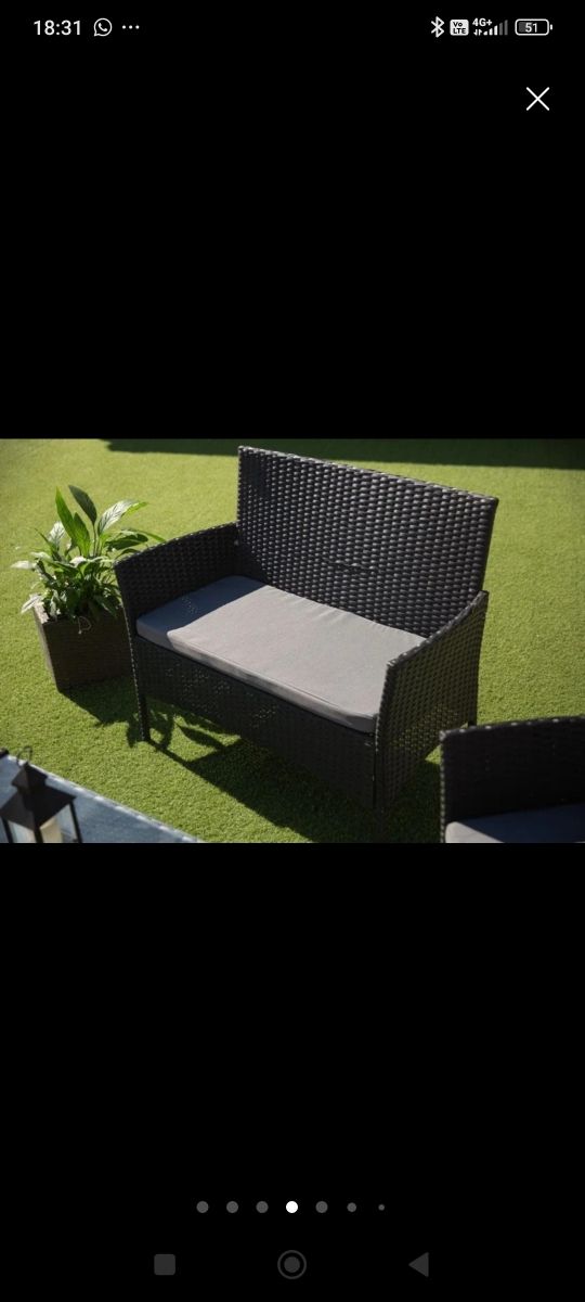 Conjunto jardín mimbre negro