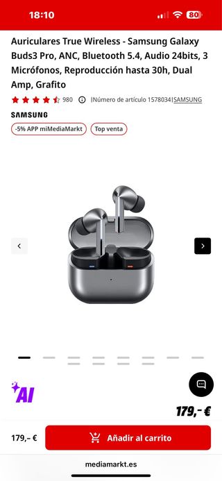 Auriculares Samsung Galaxy Buds3 Pro
