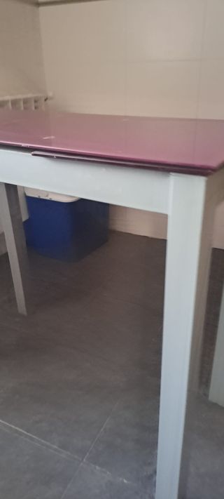 Mesa cocina cristal morada - Gris