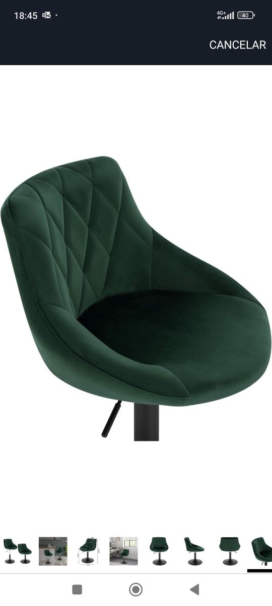 ✅2 o 4 Taburetes bar - terciopelo verde nuevos