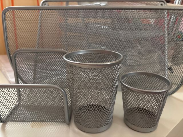 Organizador escritorio metal gris