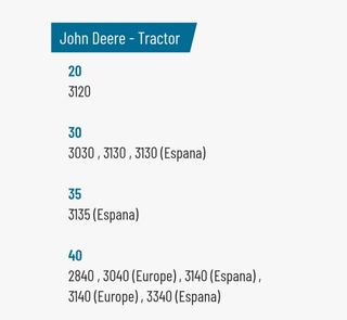 Eje flexible John Deere 2030-35-40