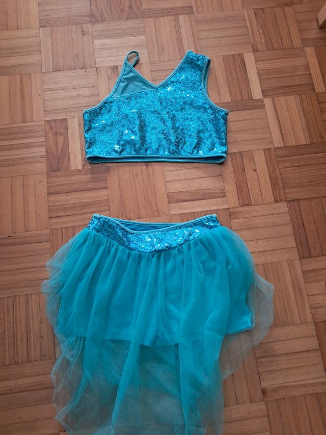 Traje de baile turquesa niña,