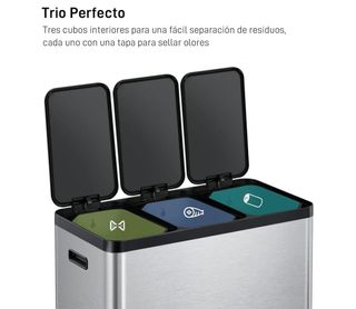 Cubo reciclaje 3 compartimentos - 60L