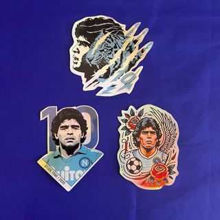 3 Adesivi Maradona Olografici