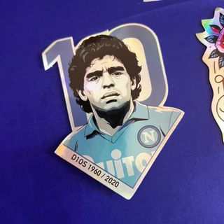 3 Adesivi Maradona Olografici