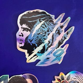 3 Adesivi Maradona Olografici
