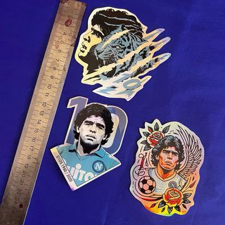 3 Adesivi Maradona Olografici