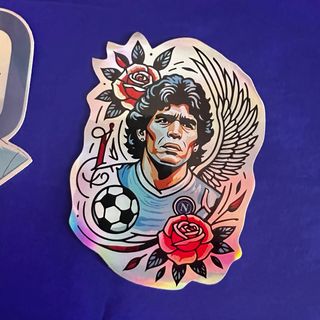 3 Adesivi Maradona Olografici