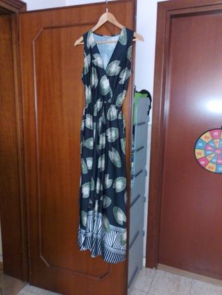 Vestito lungo nero e verde