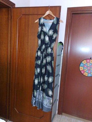 Vestito lungo nero e verde