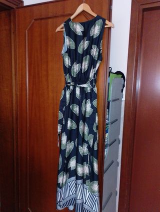 Vestito lungo nero e verde
