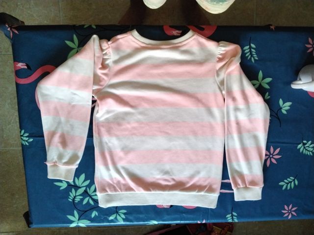 Sudadera rayas rosa claro