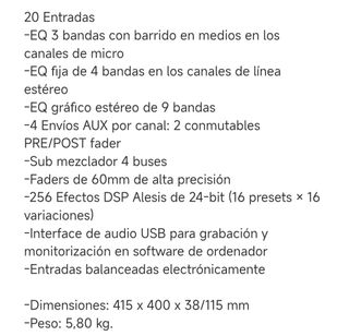 Mezclador Alto ZMX124FX USB 12 canales