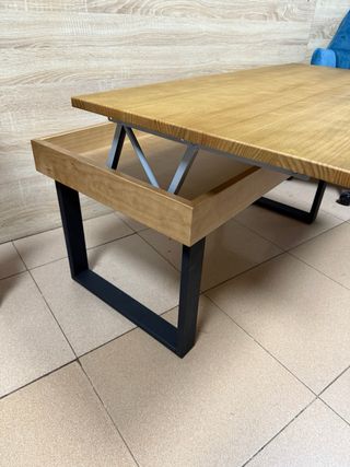 Mesa centro elevable -madera&metal