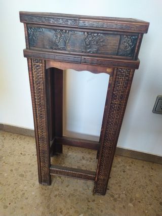 Mesita de noche | Rattan y madera