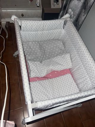 Minicuna bebé estrellas gris