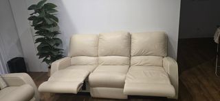 Sofá piel reclinable 3 plazas