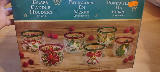Porta velas de vidrio navideño