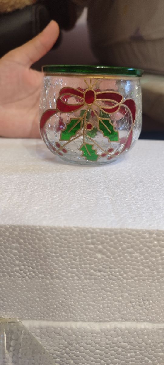 Porta velas de vidrio navideño