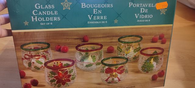 Porta velas de vidrio navideño