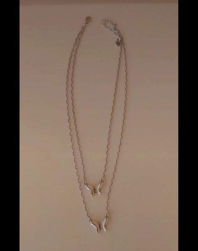 Collar 2 mariposas plata - Uno de 50