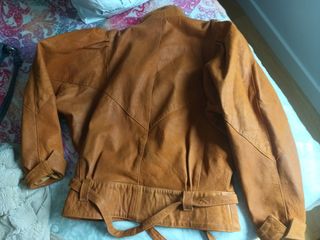 Cazadora cuero marrón mujer talla S