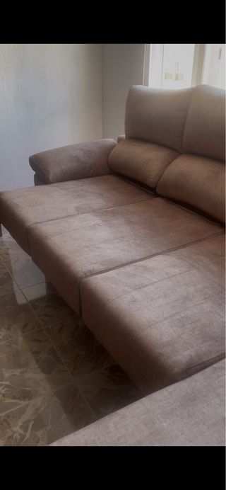 Chaiselong 4 piezas marrón plegable