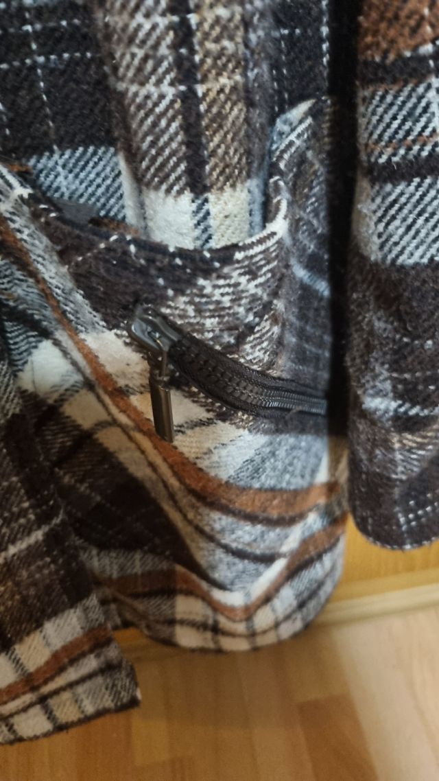 Abrigo cuadros marrón-blanco