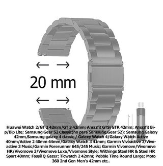 Correa reloj metal negra 20mm