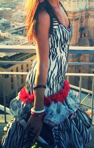 Vestido gitana / flamenca blanco y negro - Talla M