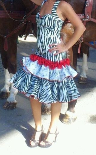 Vestido gitana / flamenca blanco y negro - Talla M