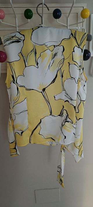 Top verano estampado blanco-amarillo