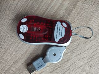 Mini Ratón óptico retráctil rojo, nuevo 