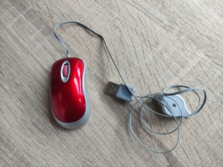 Mini Ratón óptico retráctil rojo, nuevo 