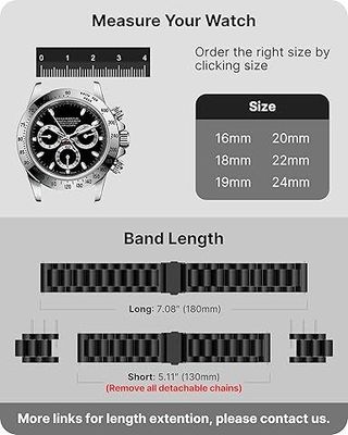 Correa reloj metal negra 22mm