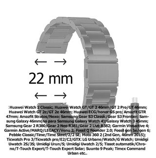 Correa reloj metal negra 22mm