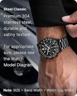 Correa reloj metal negra 22mm